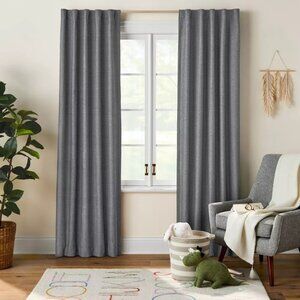 Pillowfort Heather Black Chambray Cotton Blackout Curtain Panel 42" x 84" NWOT